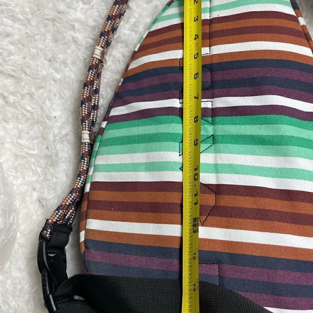Kavu Rope sling back/ crossbody bag Canvas stripes Aztec color padded back .